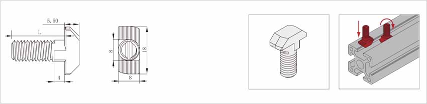 鋁型材T型螺栓連接件使用方式